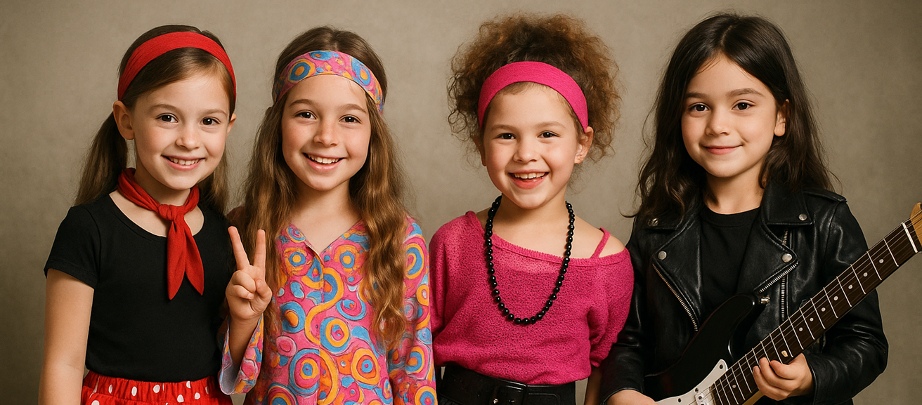 Disfraces de Décadas y Rock para Niñas