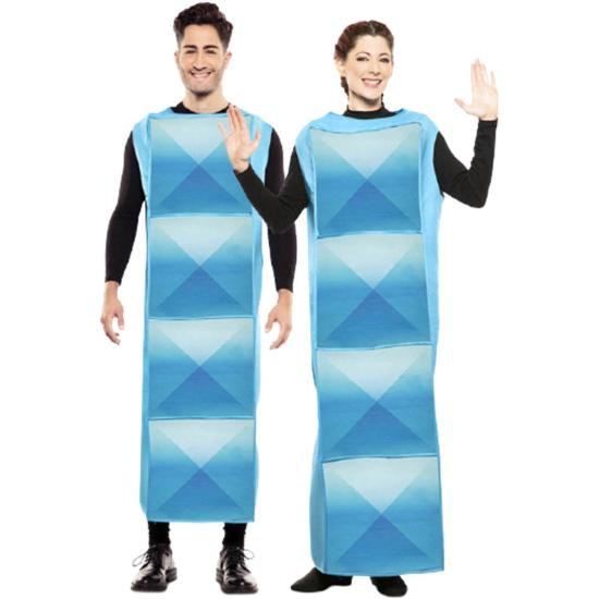 Fato de Tetris ciano adulto Fato de Tetris ciano adulto