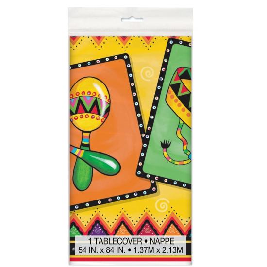 Toalha de mesa de plástico 1,37 m x 2,13 m com desenho mexicano Toalha de mesa de plástico 1,37 m x 2,13 m com desenho mexicano
