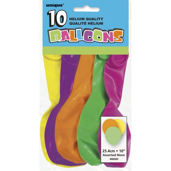 10 globos colores neón variados (25,4 cm) - Línea Colores Básicos
