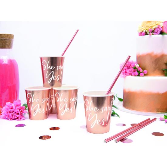 10 pajitas oro rosas de papel - Tropical Wedding