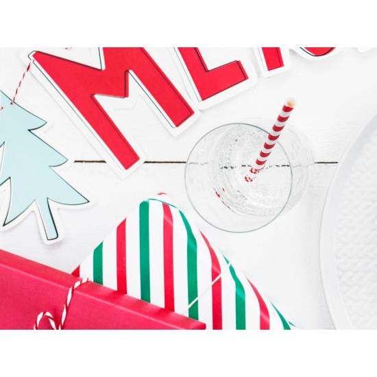 10 pajitas rojas con rayas blancas de papel - Pirates Party