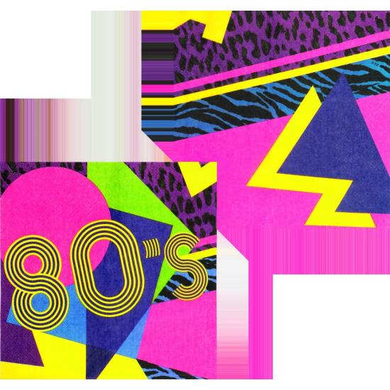 12 servilletas años 80 (33x33 cm) - Pop Party