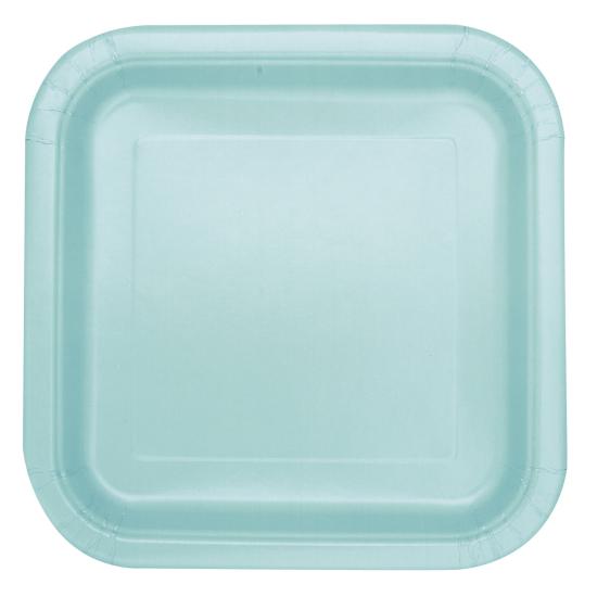 14 platos cuadrados verde menta (23 cm) - Línea Colores Básicos
