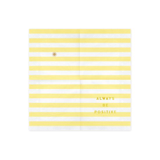 20 servilletas amarillas pastel con estampado "Always be positive" de papel (33x33 cm) - Yummy