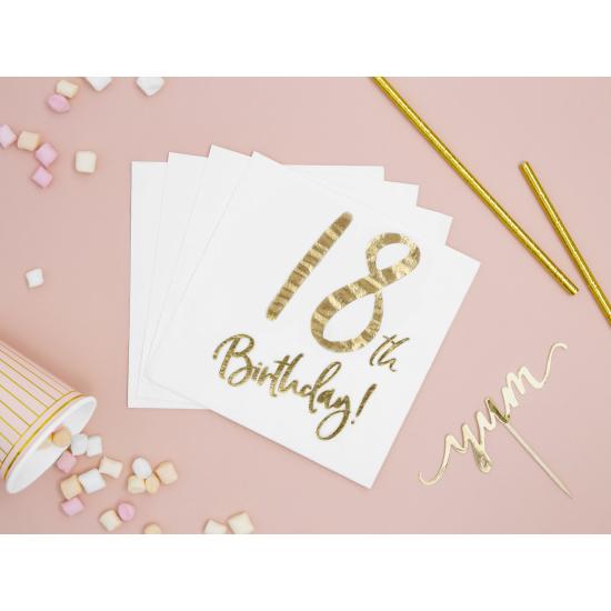 20 servilletas blancas "18th Birthday" de papel (33x33 cm) - Milestone birthday