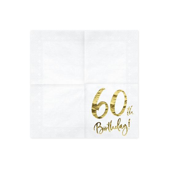 20 servilletas blancas "60th Birthday" de papel (33x33 cm) - Milestone birthday