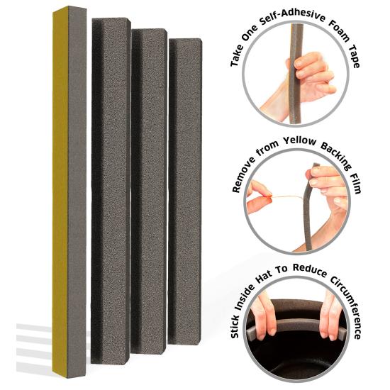4 FITAS DE ESPUMA AUTOADESIVAS para fixar chapéus soltos
