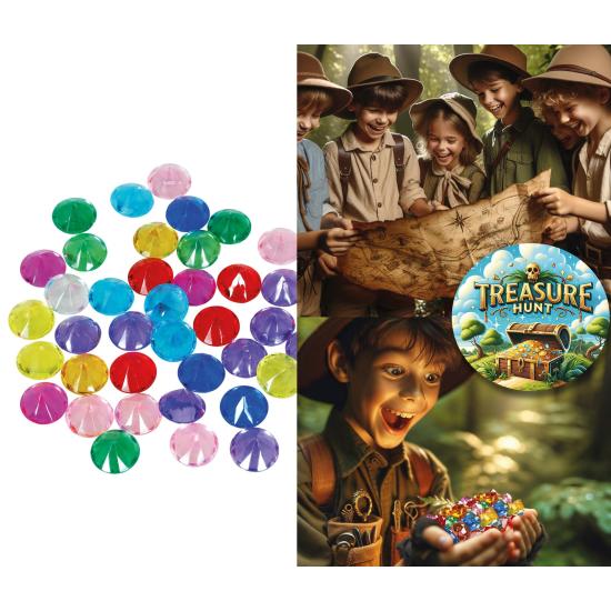 50 Diamantes Decorativos Multicoloridos (1,5 cm) - Acessórios para Festas e Eventos