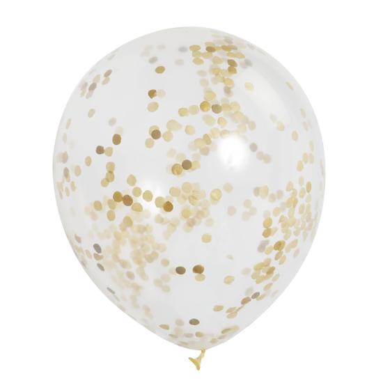 6 globos de látex con confeti dorado interiores
