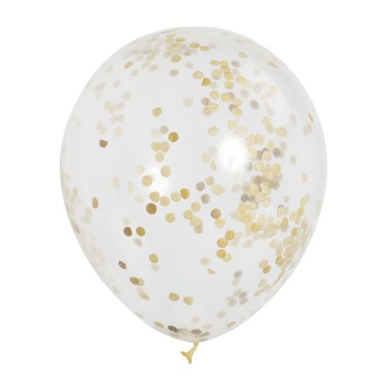 6 globos de látex con confeti dorado interiores