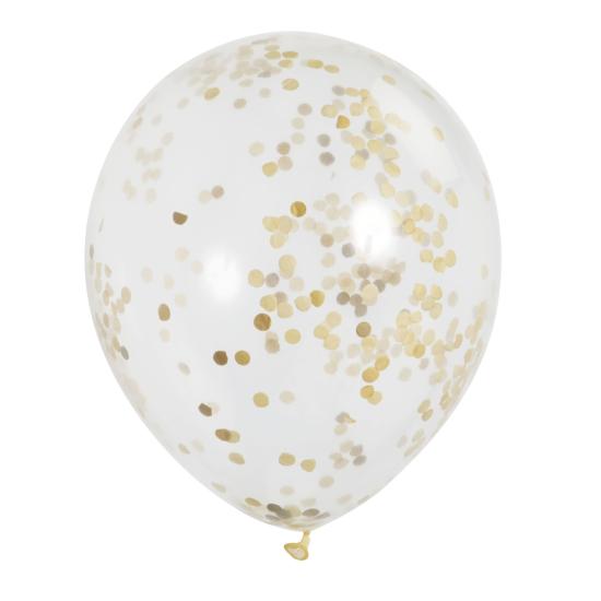 6 globos de látex con confeti dorado interiores