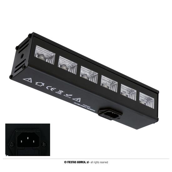 6 Leds Luz negra uv para interior de 6x3 w