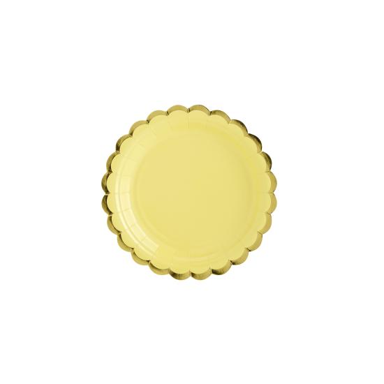 6 platos amarillo pastel de papel (18 cm) - Yummy