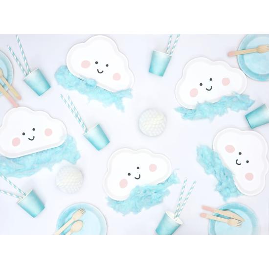 6 platos blancos con forma de nube de papel (26x17 cm)