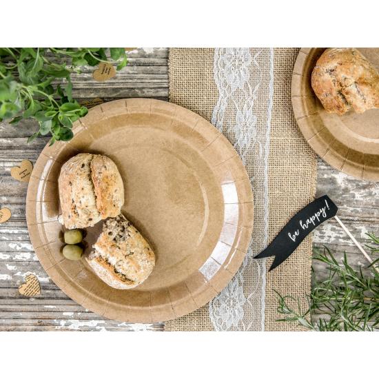6 platos de papel Kraft - Natural Wedding (23 cm)