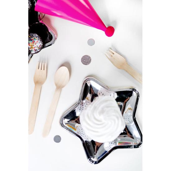 6 platos plateados con forma de estrella de papel (18 cm) - New Year’s Eve & Carnival