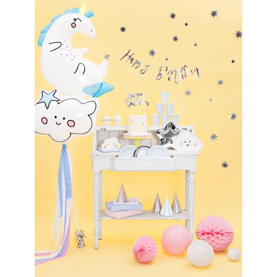 6 platos plateados con forma de estrella de papel (23 cm) - Princess Party