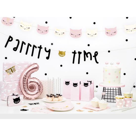 6 platos rosas con forma de gato de papel (22x20 cm) - Meow Party