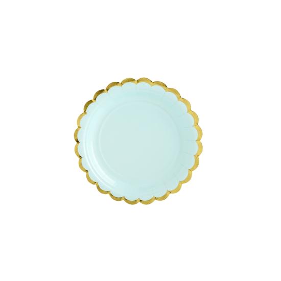 6 platos verde menta de papel (18 cm) - Yummy