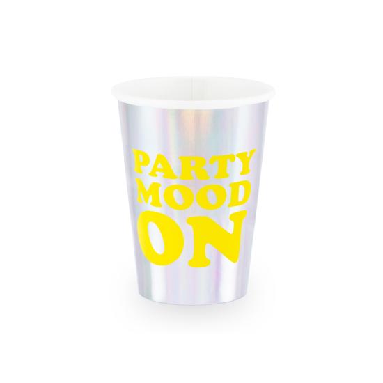 6 vasos holográficos con texto variado de papel - Electric Holo