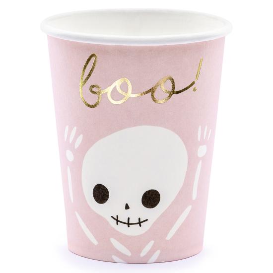 6 vasos negros y rosas - Boo!