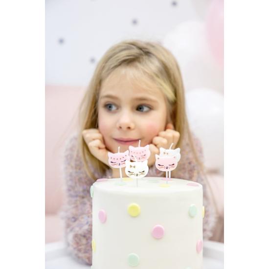 6 velas de cumpleaños con formas de gato variadas (2 cm) - Meow Party