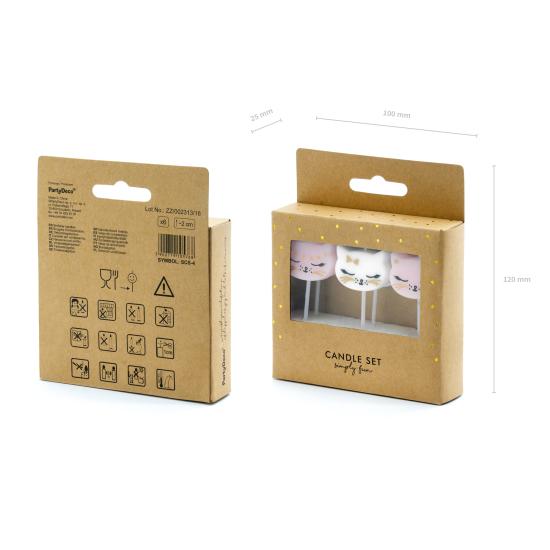 6 velas de cumpleaños con formas de gato variadas (2 cm) - Meow Party