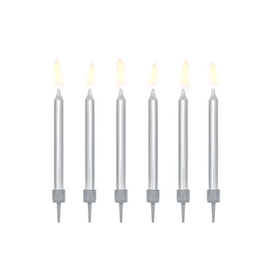 6 velas de cumpleaños plateadas (6 cm) 6 velas de cumpleaños plateadas (6 cm)
