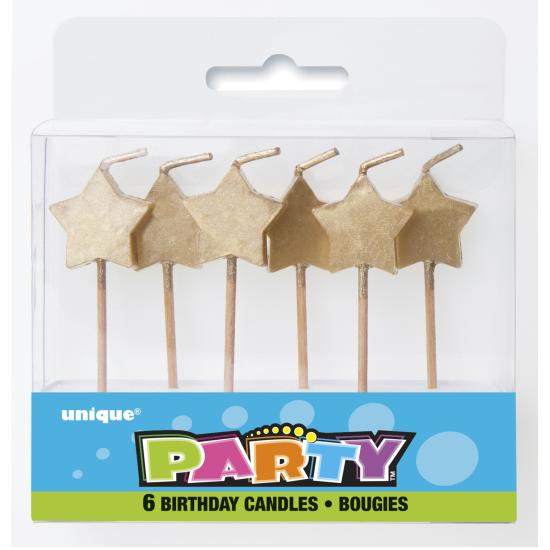 6 velas de estrellas doradas (7 cm) 6 velas de estrellas doradas (7 cm)