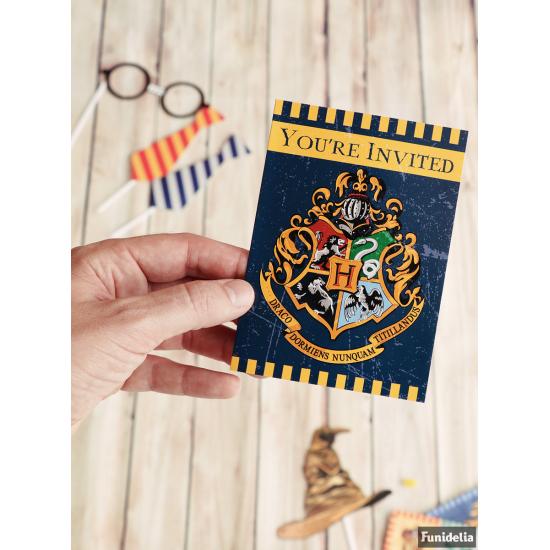 8 invitaciones Casas de Hogwarts - Harry Potter