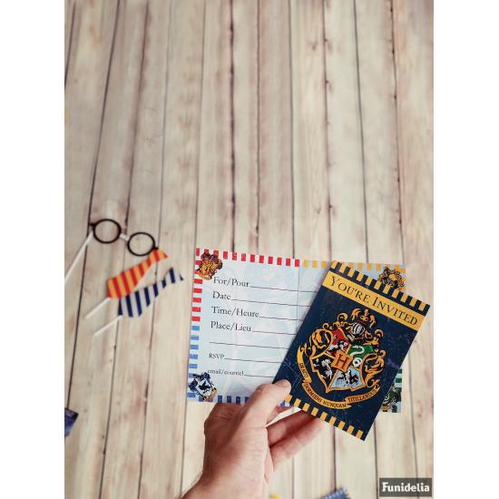 8 invitaciones Casas de Hogwarts - Harry Potter
