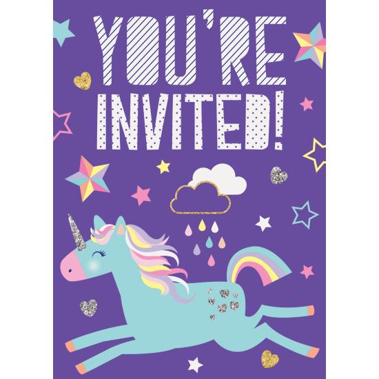 8 invitaciones de unicornio - Happy Unicorn