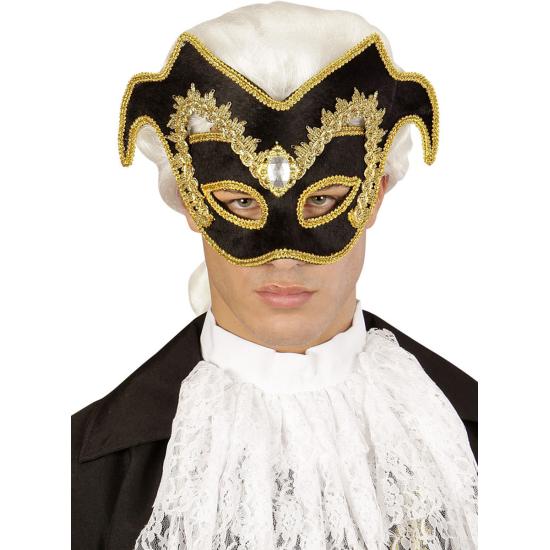 Antifaz Corte Veneciano con gema y ribete para adulto