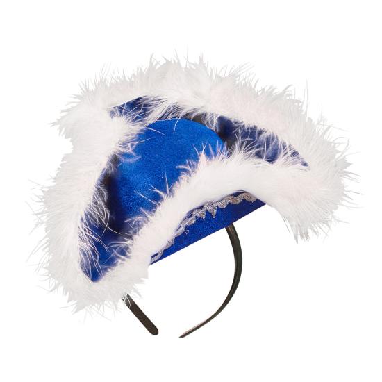 Diadema de tricornio azul con marabú para mujer Diadema de tricornio azul con marabú para mujer