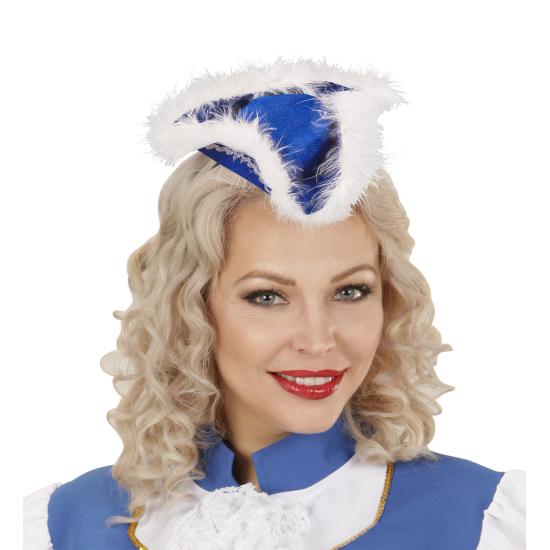 Diadema de tricornio azul con marabú para mujer Diadema de tricornio azul con marabú para mujer
