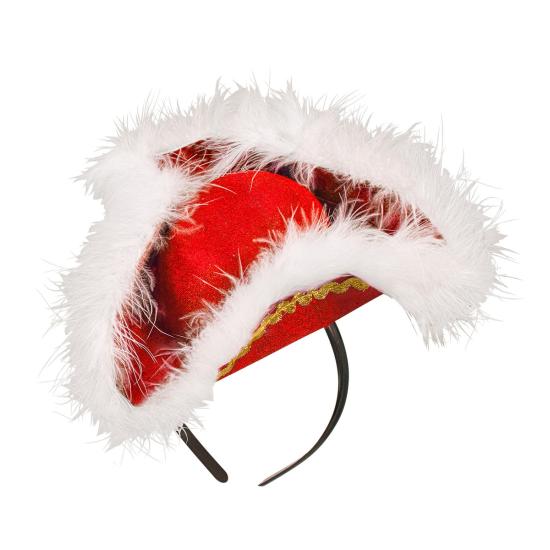 Diadema de tricornio granate con marabú para mujer Diadema de tricornio granate con marabú para mujer