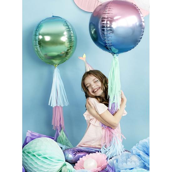 Globo con forma de bola azul y violeta iridiscente - Iridescent Mermaid