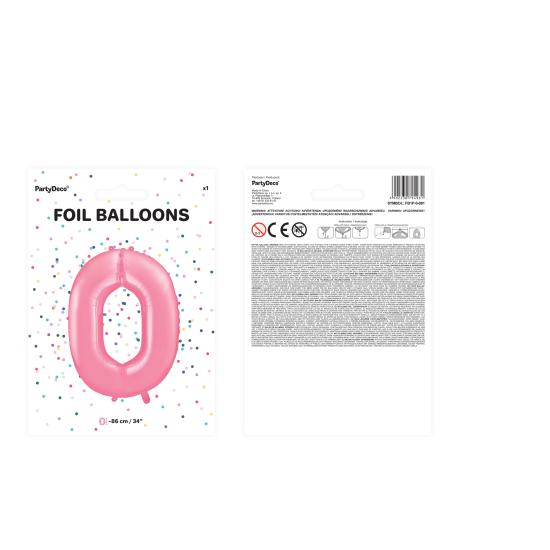 Globo foil "0" en rosa 86 cm