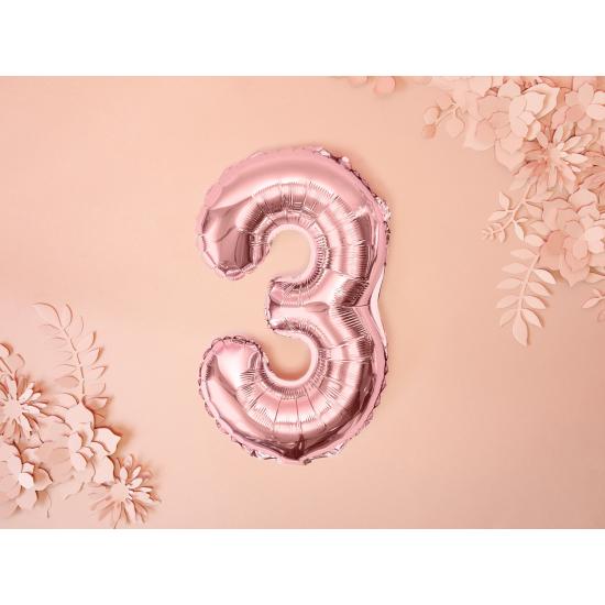 Globo foil "3" oro rosa (35 cm)
