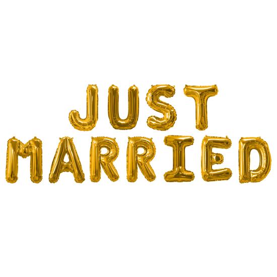 Globo foil "Just married" en dorado - Glitz & Glamour Black & Gold