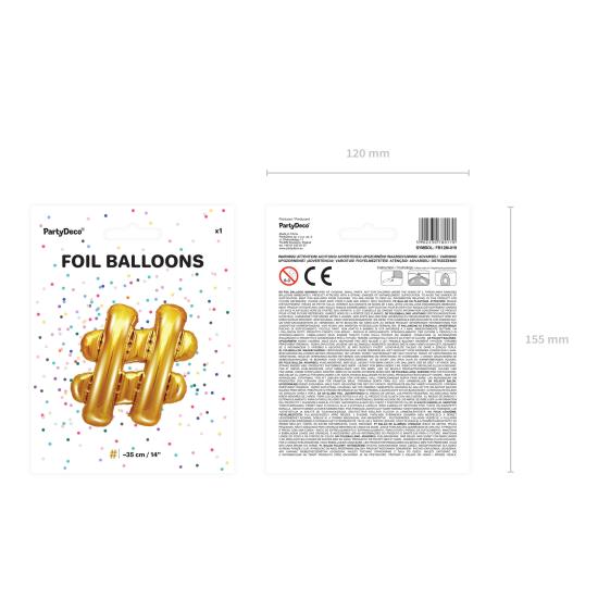 Globo foil hashtag dorado