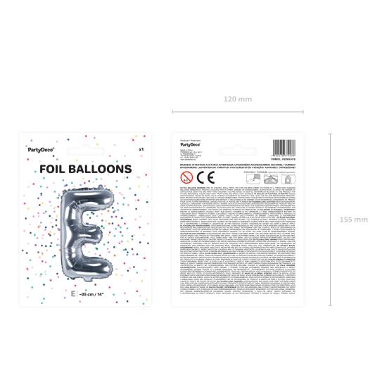 Globo foil letra E plateado (35 cm)