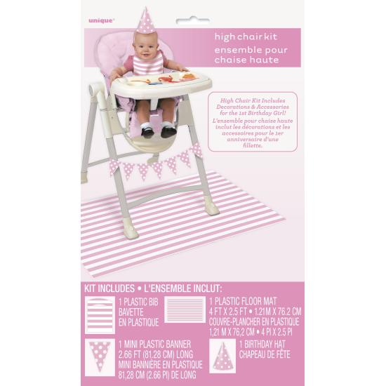 Set de 1º cumpleaños rosa y blanco