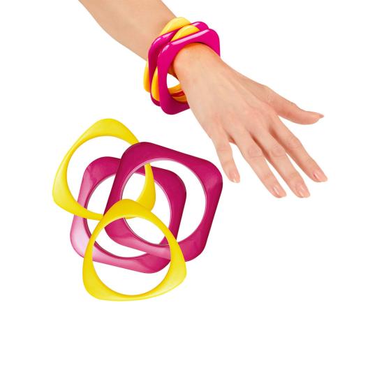Set de 4 pulseras disco rosas y amarillas para mujer Set de 4 pulseras disco rosas y amarillas para mujer