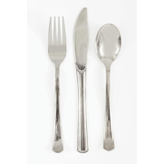 Set de cubiertos de plástico color dorado - Línea Colores Básicos