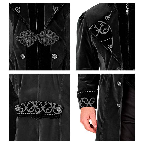 Fraque gótico masculino de veludo steampunk, fantasia de carnaval e cosplay de Halloween Fraque gótico masculino de veludo steampunk, fantasia de carnaval e cosplay de Halloween