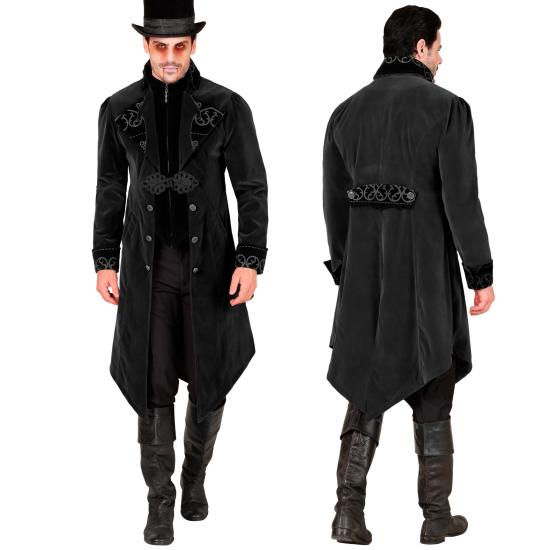 Fraque gótico masculino de veludo steampunk, fantasia de carnaval e cosplay de Halloween Fraque gótico masculino de veludo steampunk, fantasia de carnaval e cosplay de Halloween