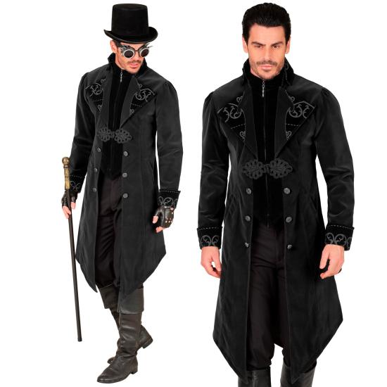 Fraque gótico masculino de veludo steampunk, fantasia de carnaval e cosplay de Halloween Fraque gótico masculino de veludo steampunk, fantasia de carnaval e cosplay de Halloween