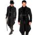 Fraque gótico masculino de veludo steampunk, fantasia de carnaval e cosplay de Halloween